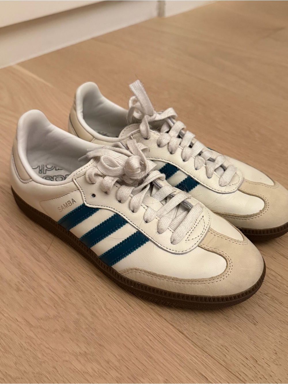 adidas Samba White w/ Green Stripes